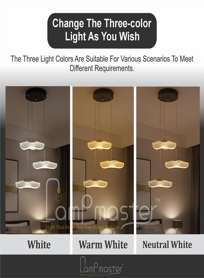 Lamp master 3 Crystal Wave Pendant Light | Modern Acrylic Chandelier with Antique Gold Finish | Elegant Wave Design Hanging Light for Living Room, Bedroom, Dining Room, Restaurants Ceiling Lamp - Image 4